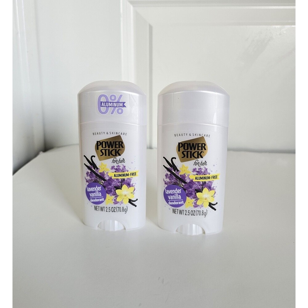 Power Stick Deodorant Lavender Vanilla Aluminum Free Odor Protection 2.5oz (2pck
